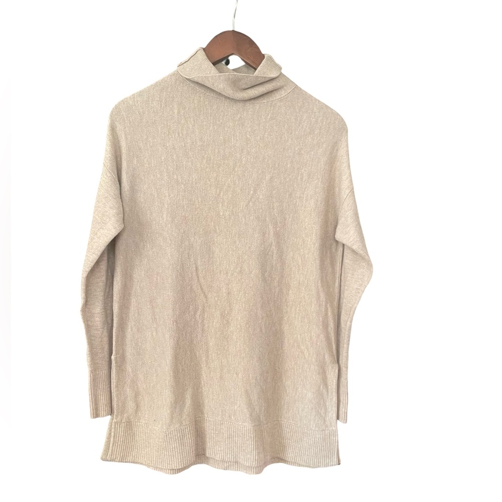 LOFT Soft Mock Neck Sweater | Neutral Oatmeal | Size S